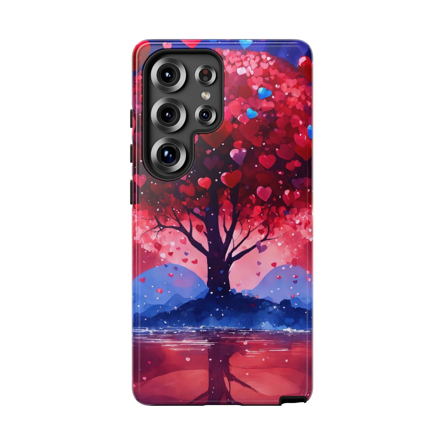 Heart Tree Phone Case — Romantic Red & Blue Protective Tough Case