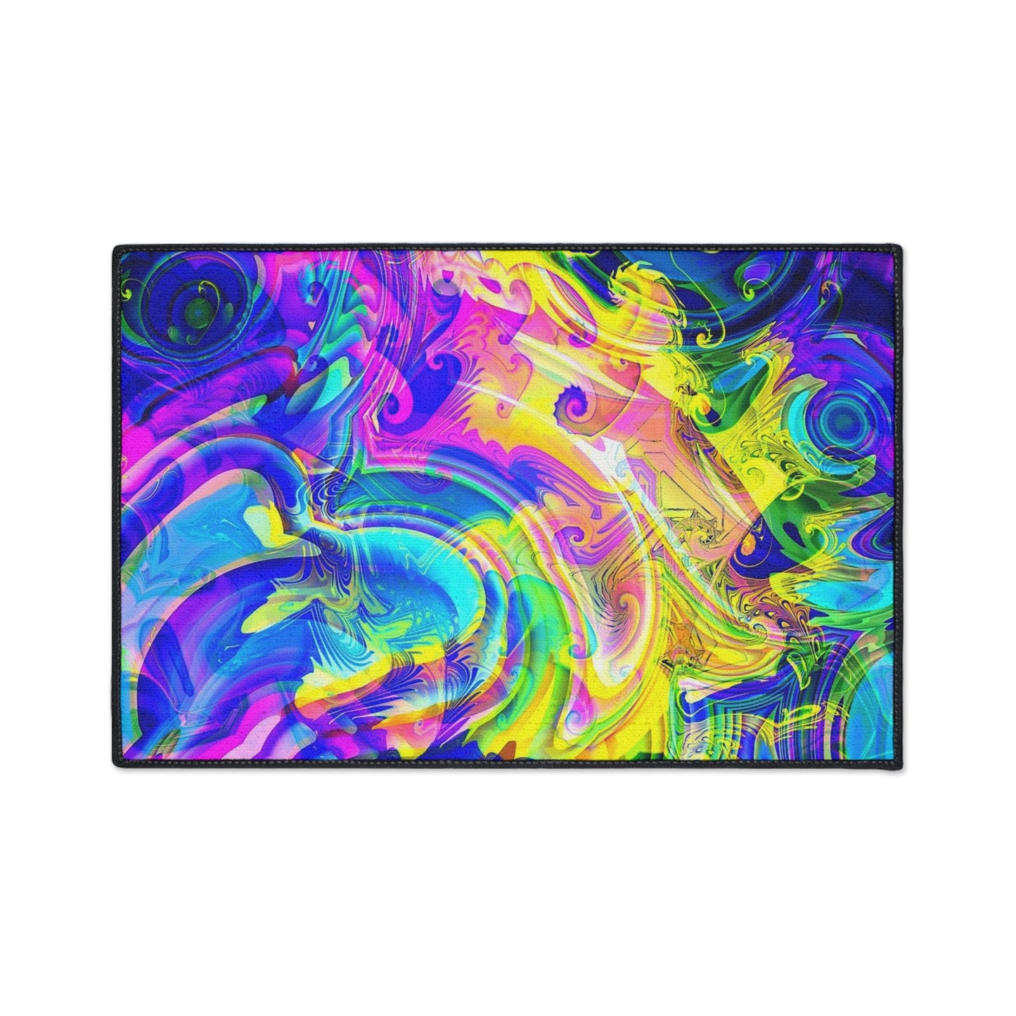 Psychedelic Swirl Heavy Duty Floor Mat — Vivid Abstract Doormat for Entryway & Home