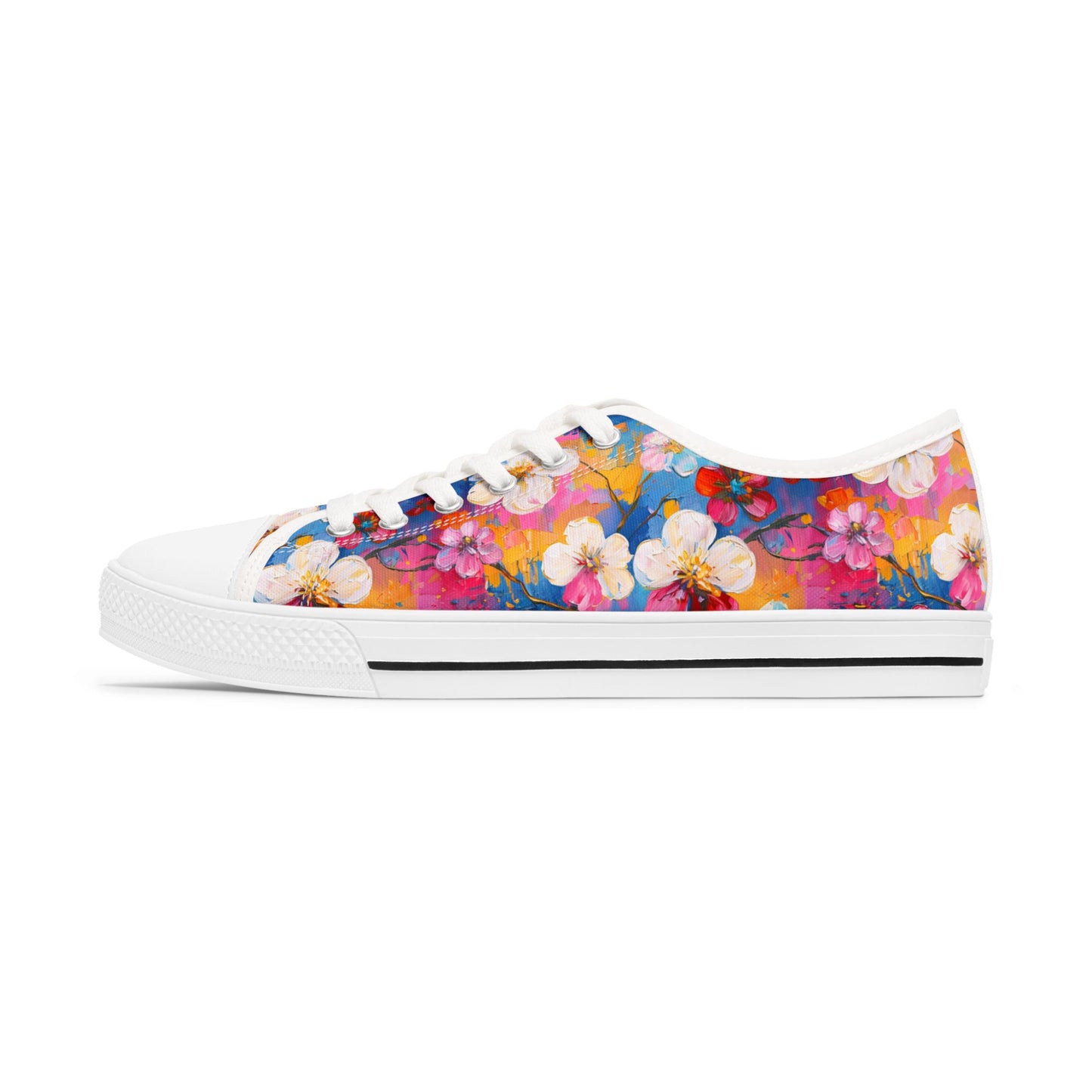 Floral Burst Low Top Sneakers — Colorful Women’s Canvas Shoes
