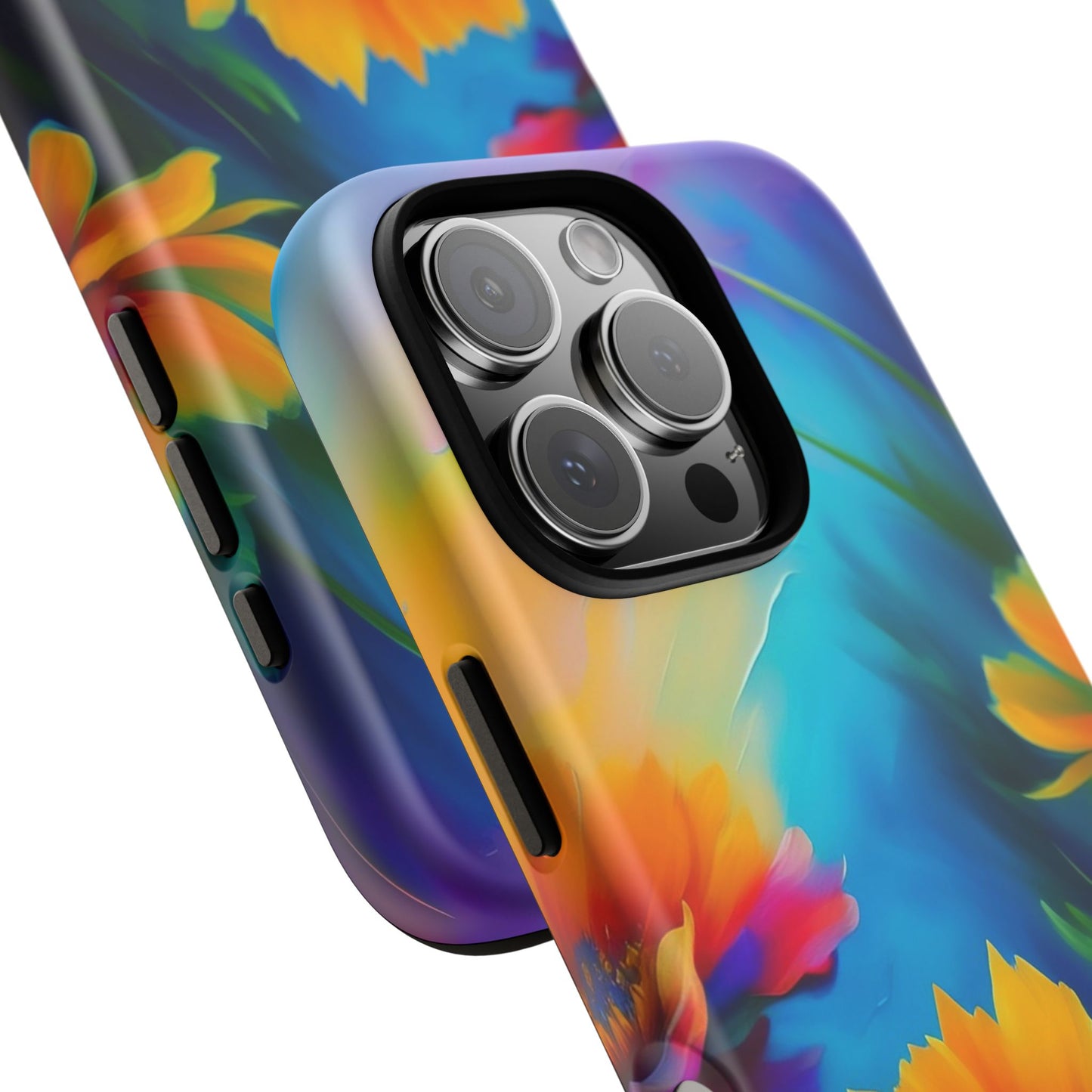 Floral Sunset Tough Phone Case — Vibrant Watercolor Flowers Protective Cover