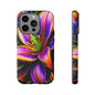 Floral Neon Tough Phone Case — Vivid Purple & Orange Lily Protective Cover