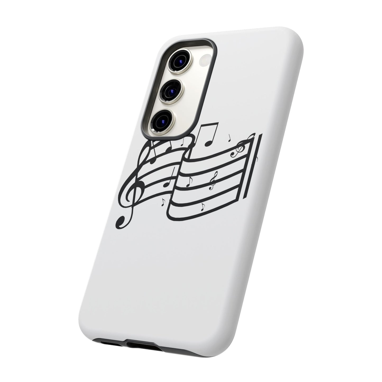 Musical Notes Phone Case — Black Treble Clef Music Staff Tough Case