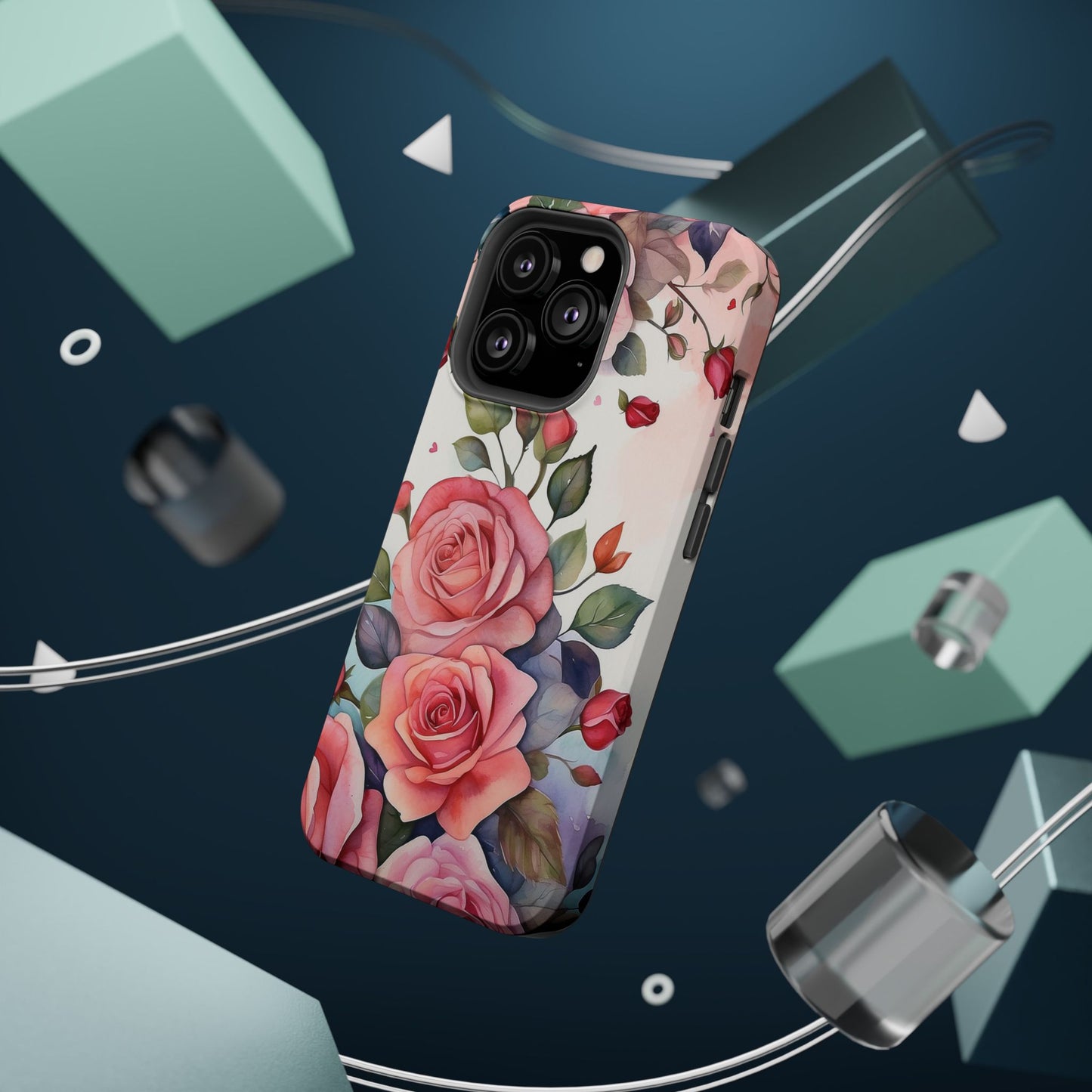 Floral Rose Magnetic Phone Case — Impact-Resistant Protective Cover
