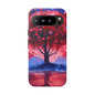 Heart Tree Phone Case — Romantic Red & Blue Protective Tough Case