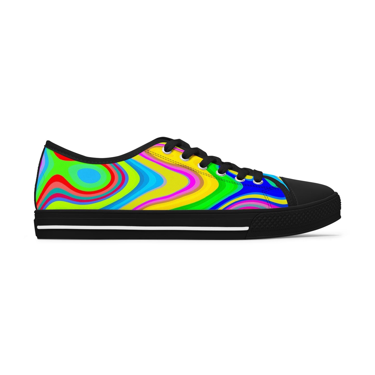 Low Top Sneakers — Vibrant Psychedelic Swirl Women's Canvas Shoes