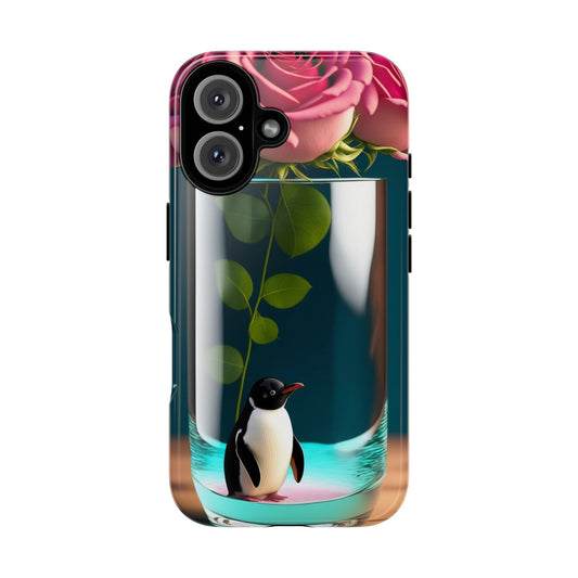 Penguin in a Glass Floral Tough Phone Case — Cute Protective Phone Cover