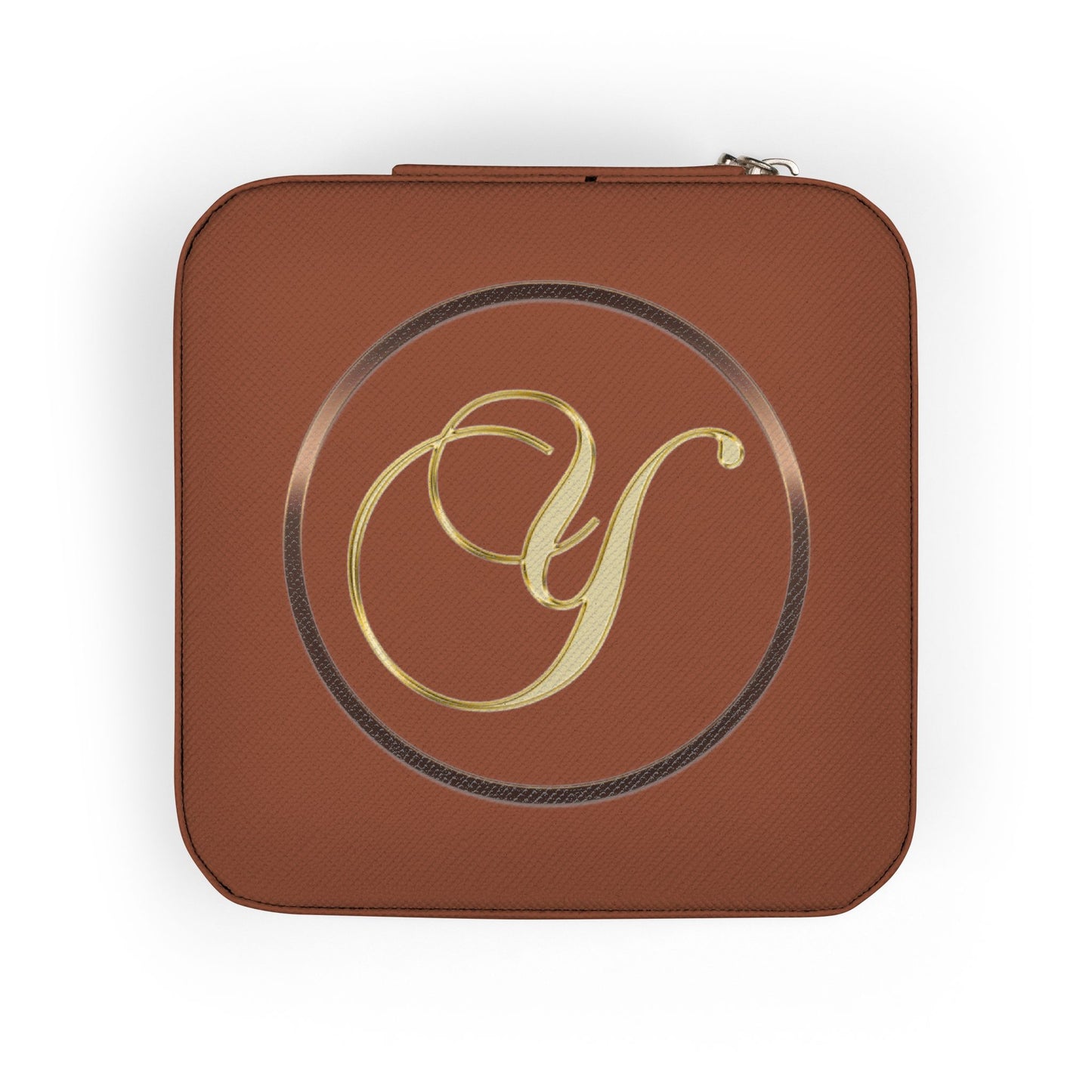 Personalized Rose Gold Jewelry Travel Case Letter Y