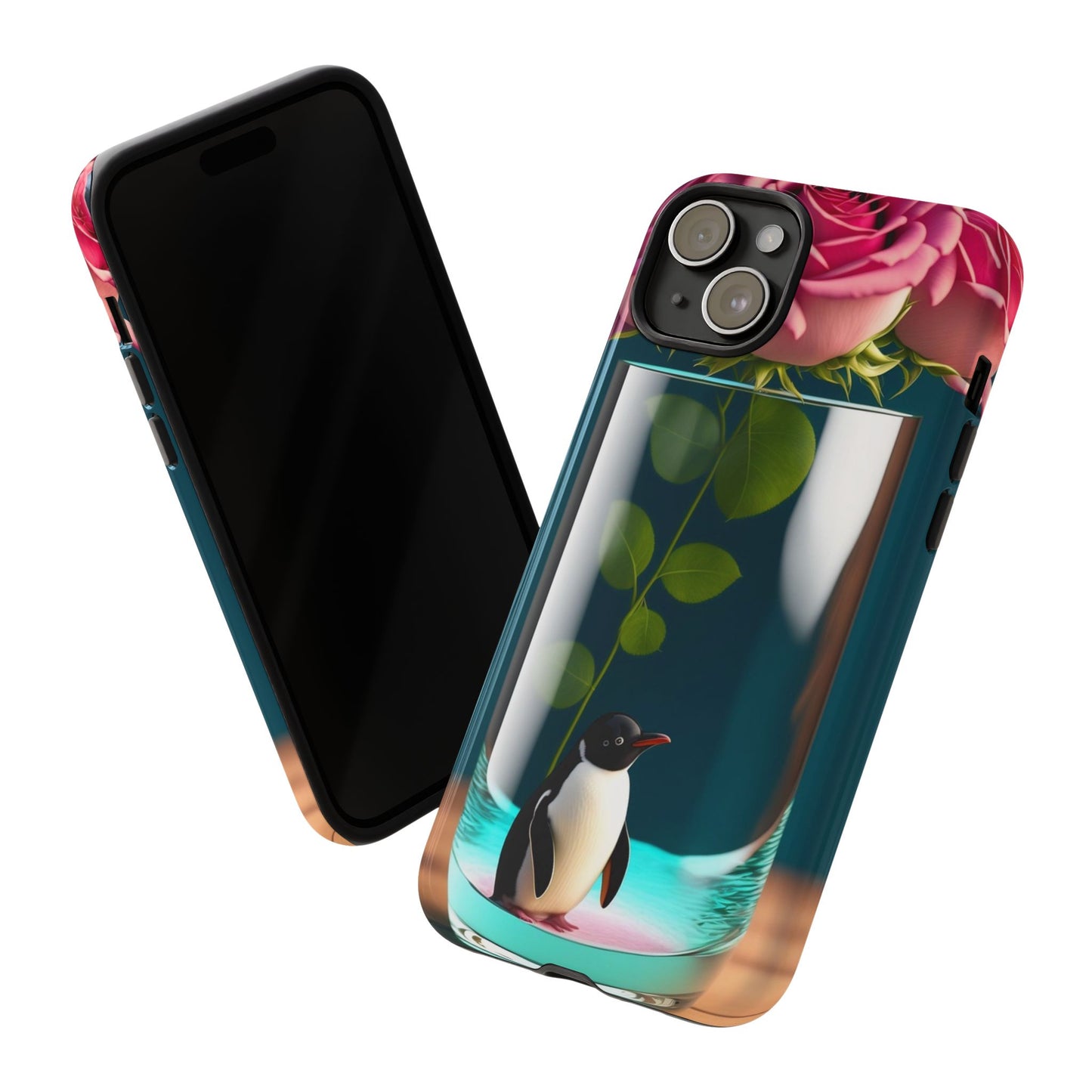 Penguin in a Glass Floral Tough Phone Case — Cute Protective Phone Cover