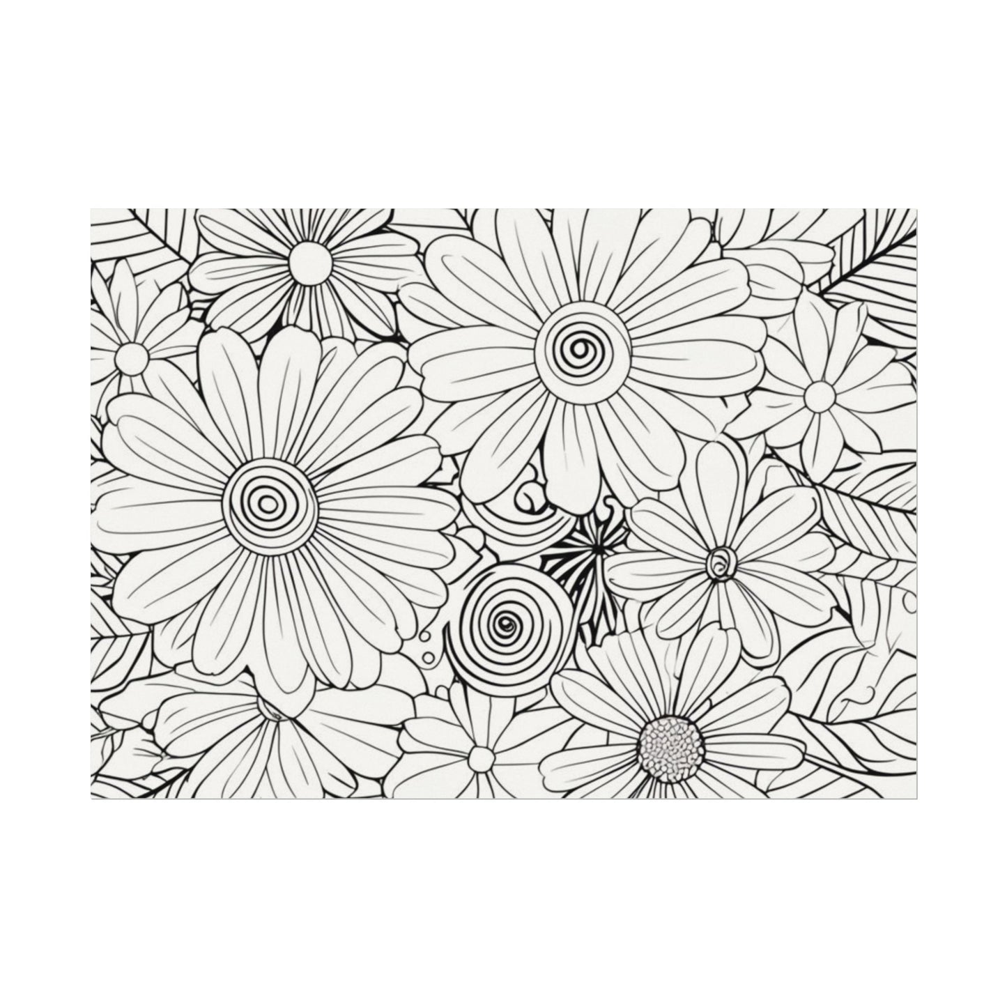 COLOR IT YOURSELF Floral Line Art Poster — Textured Matte Print