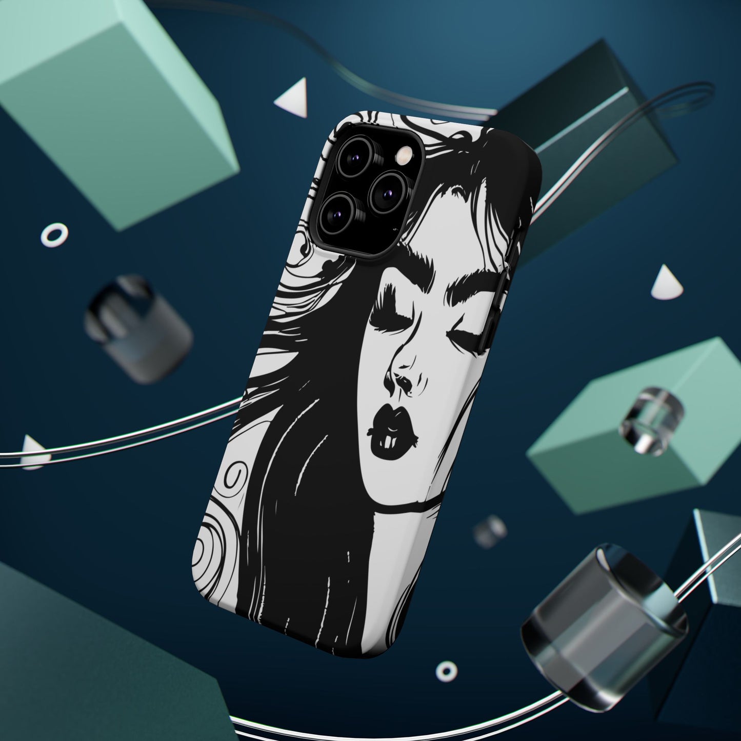 Artistic Black & White Portrait Phone Case — Magnetic Impact-Resistant