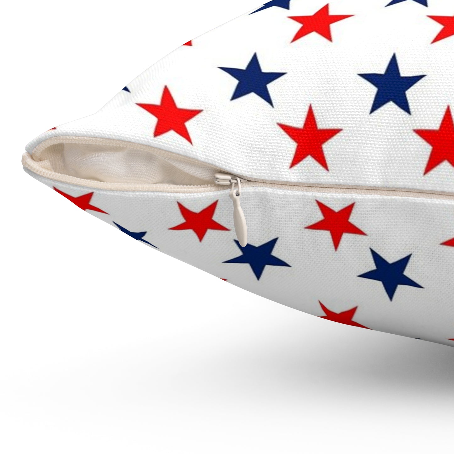 Spun Polyester Square Pillow stars red white and blue
