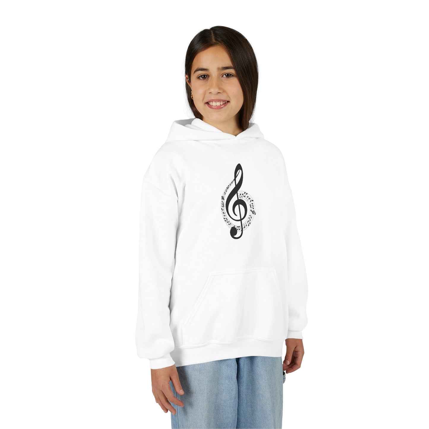 Youth Music Treble Clef Hoodie – Cute Musical Notes Kids Sweatshirt