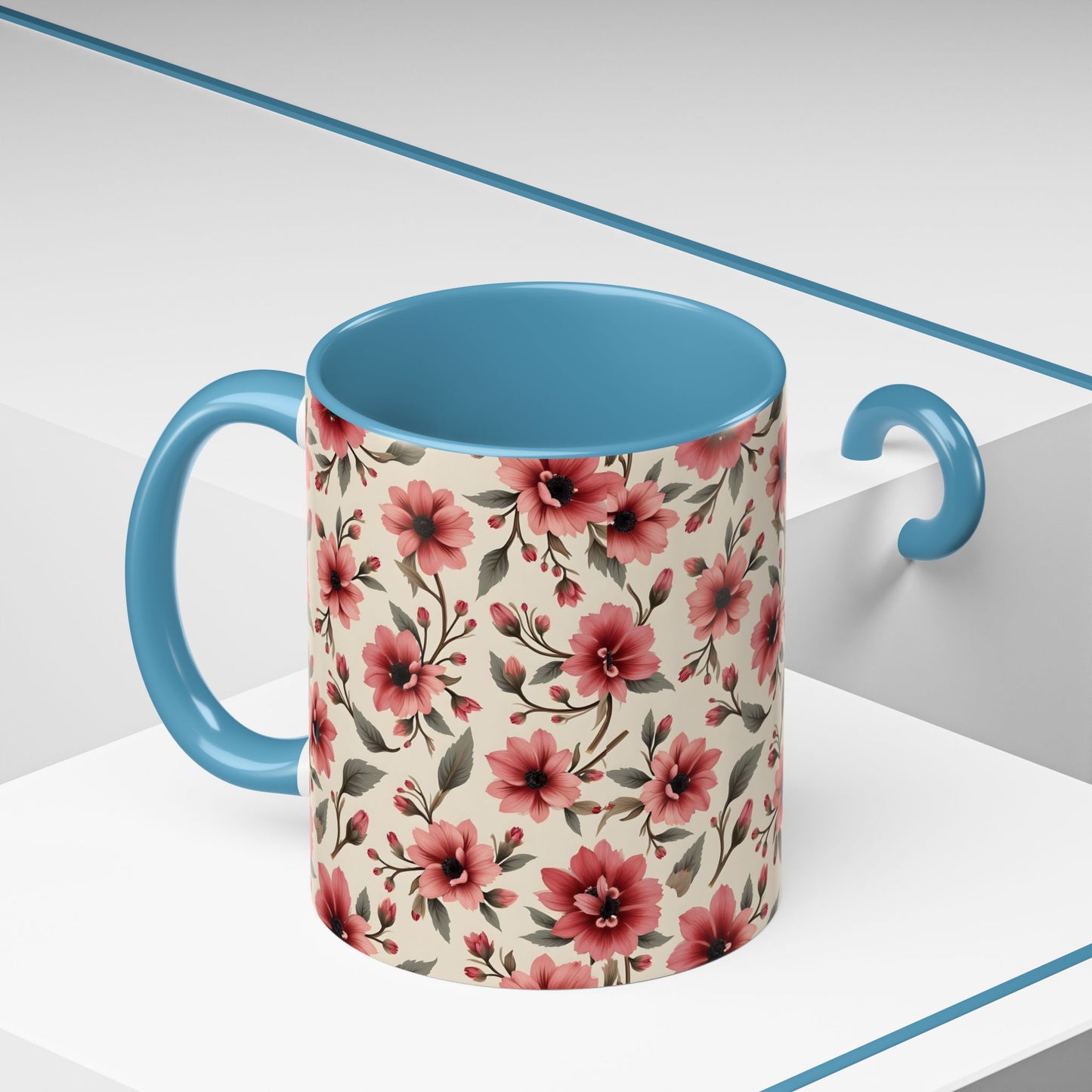 Floral Accent Coffee Mug, Cute Gift for Her, Coffee Lover's Mug, Mother's Day Gift, Housewarming Tea Mug