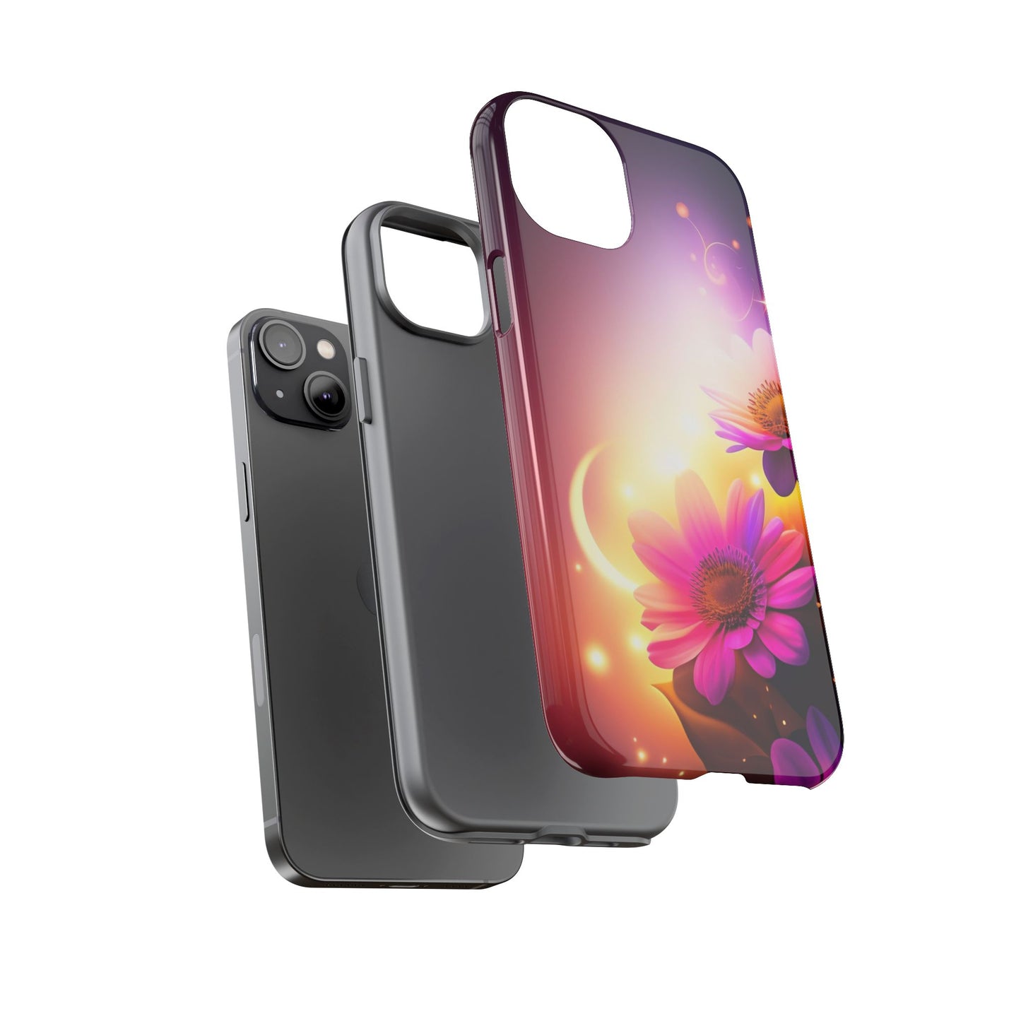 Floral Moonlight Phone Case – Purple Daisy Protective Cover