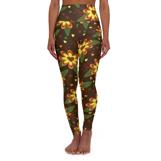High Waisted Floral Yoga Leggings V12