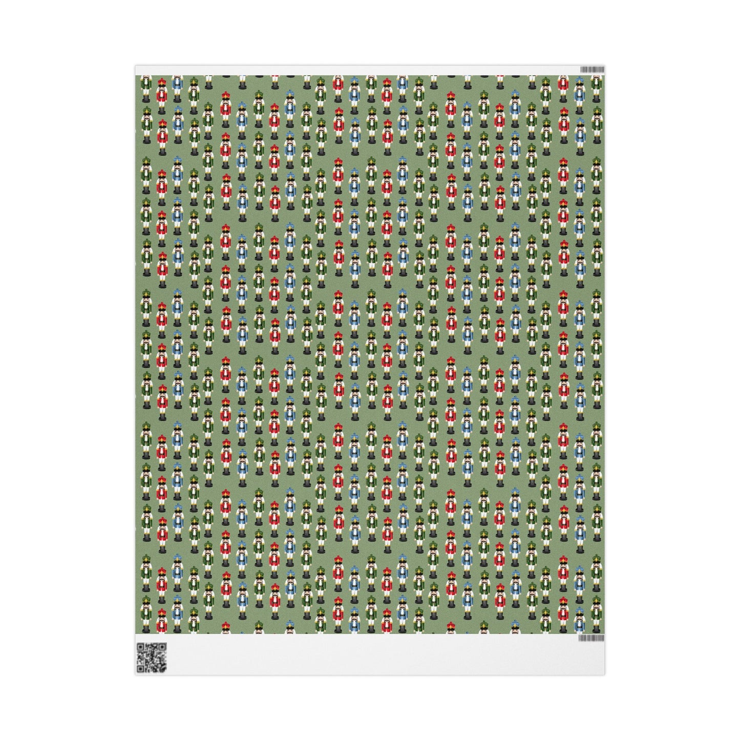 Nutcracker Pattern Wrapping Paper Roll — Festive Green Holiday Gift Wrap