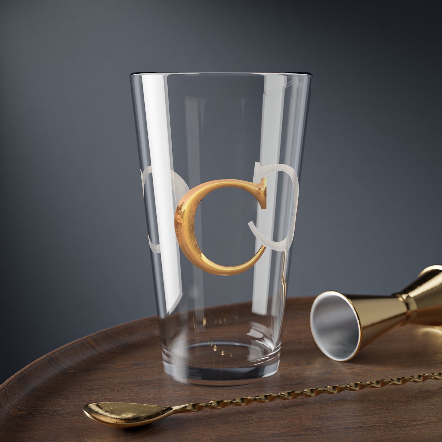 Elegant Mixing Glass with Monogram Design, Personalized Cocktail Glass, Unique Barware Gift, Custom Drinkware for Home Bartenders