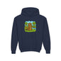 Cartoon Beaver Forest Scene Youth Hoodie | Woodland Animal Kids Sweatshirt