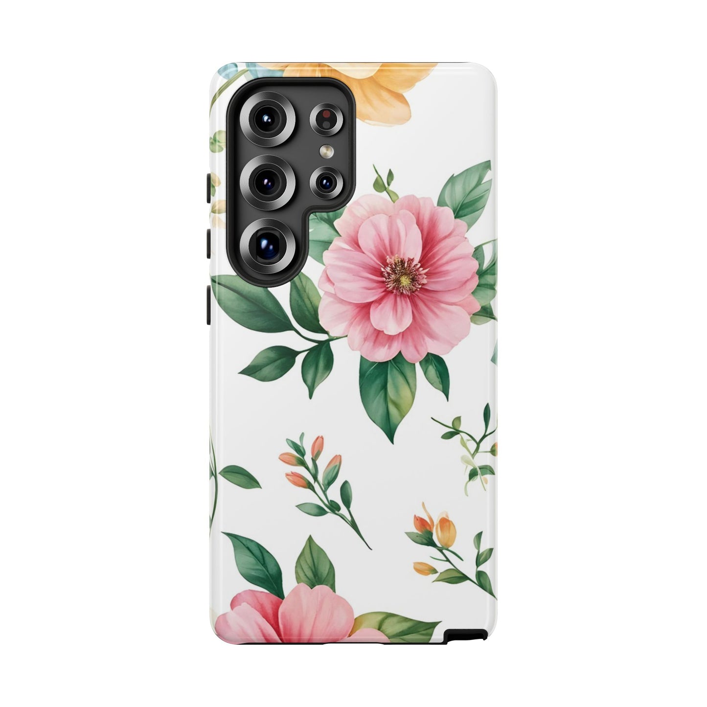 Floral Tough Phone Case — Pink Peony Protective Phone Cover