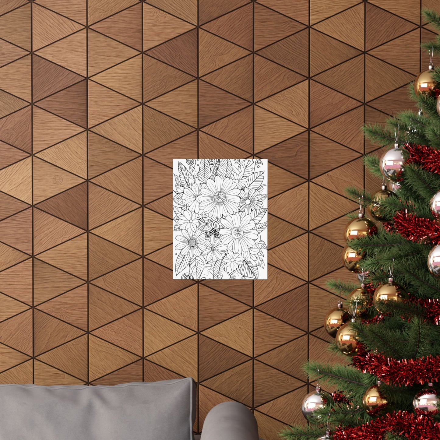 DIY Botanical Doodle Poster — Black & White Floral Coloring Art Print