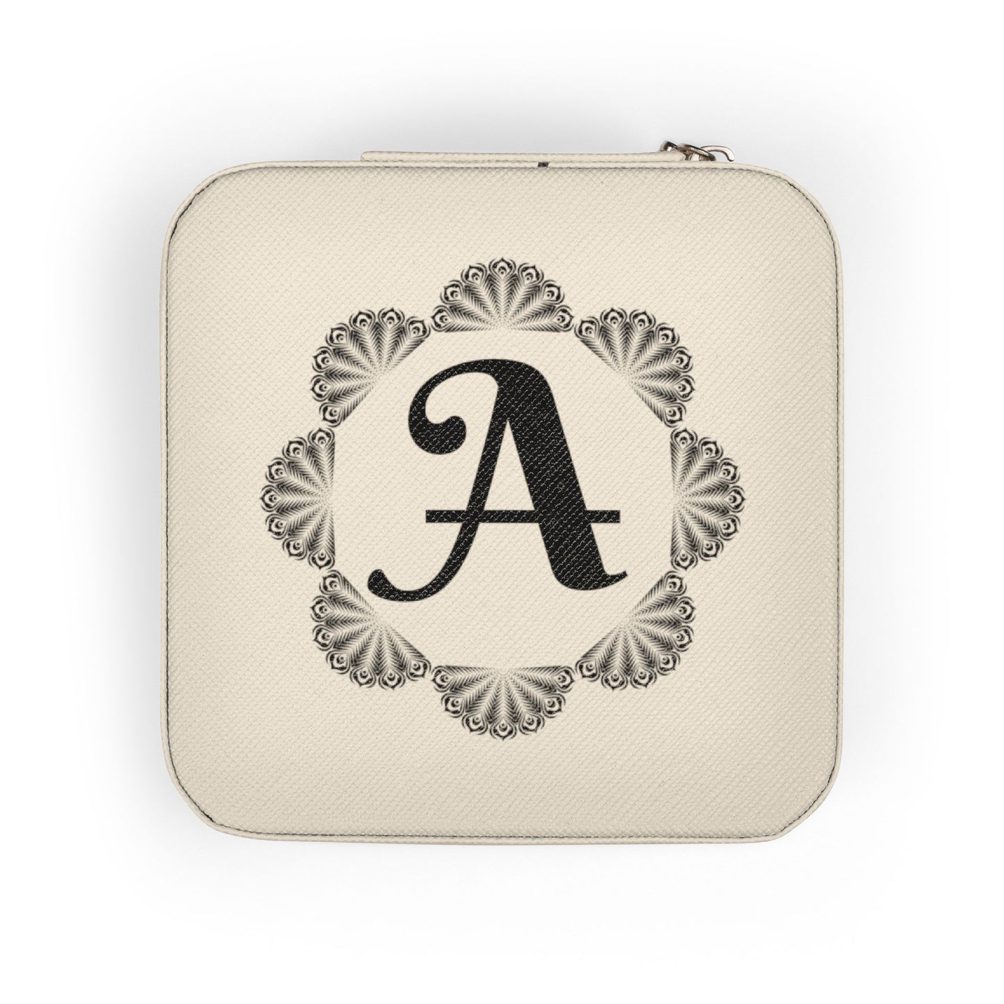 Monogrammed A Pink Travel Jewelry Case — Compact Organizer for Earrings, Rings & Necklaces