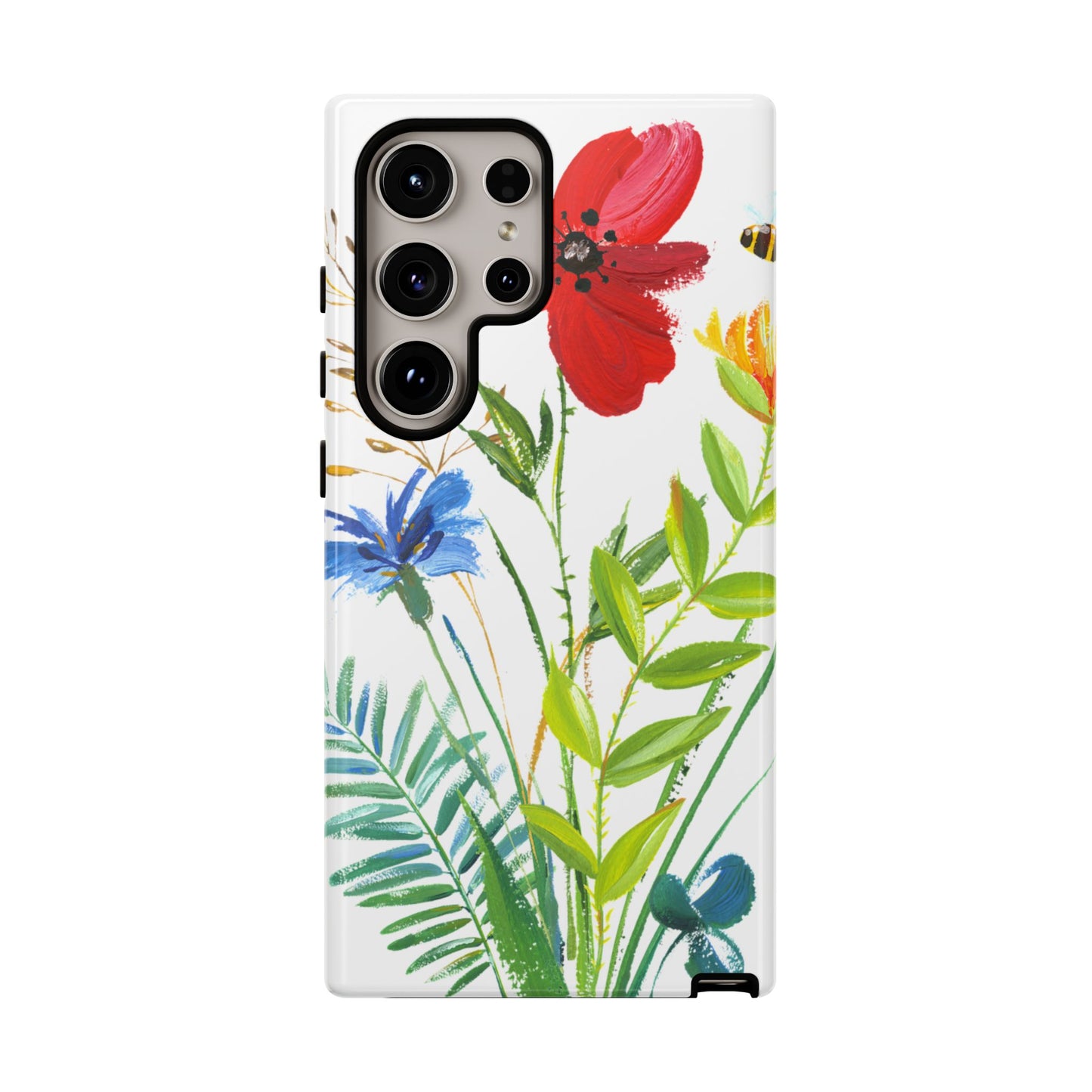 Floral Watercolor Tough Phone Case — Wildflower Bouquet Protective Cover