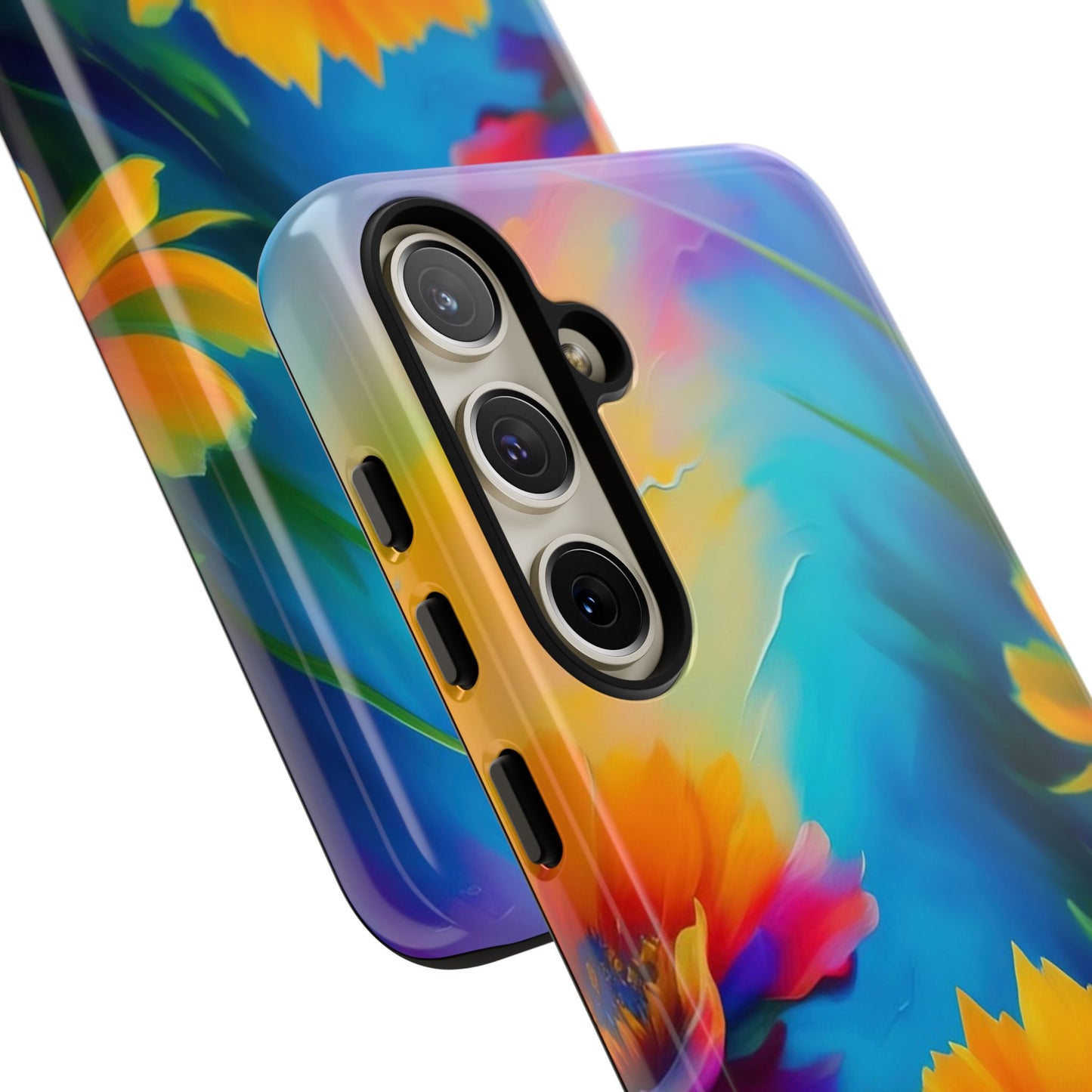 Floral Burst Tough Phone Case — Vibrant Watercolor Flowers Protective Cover