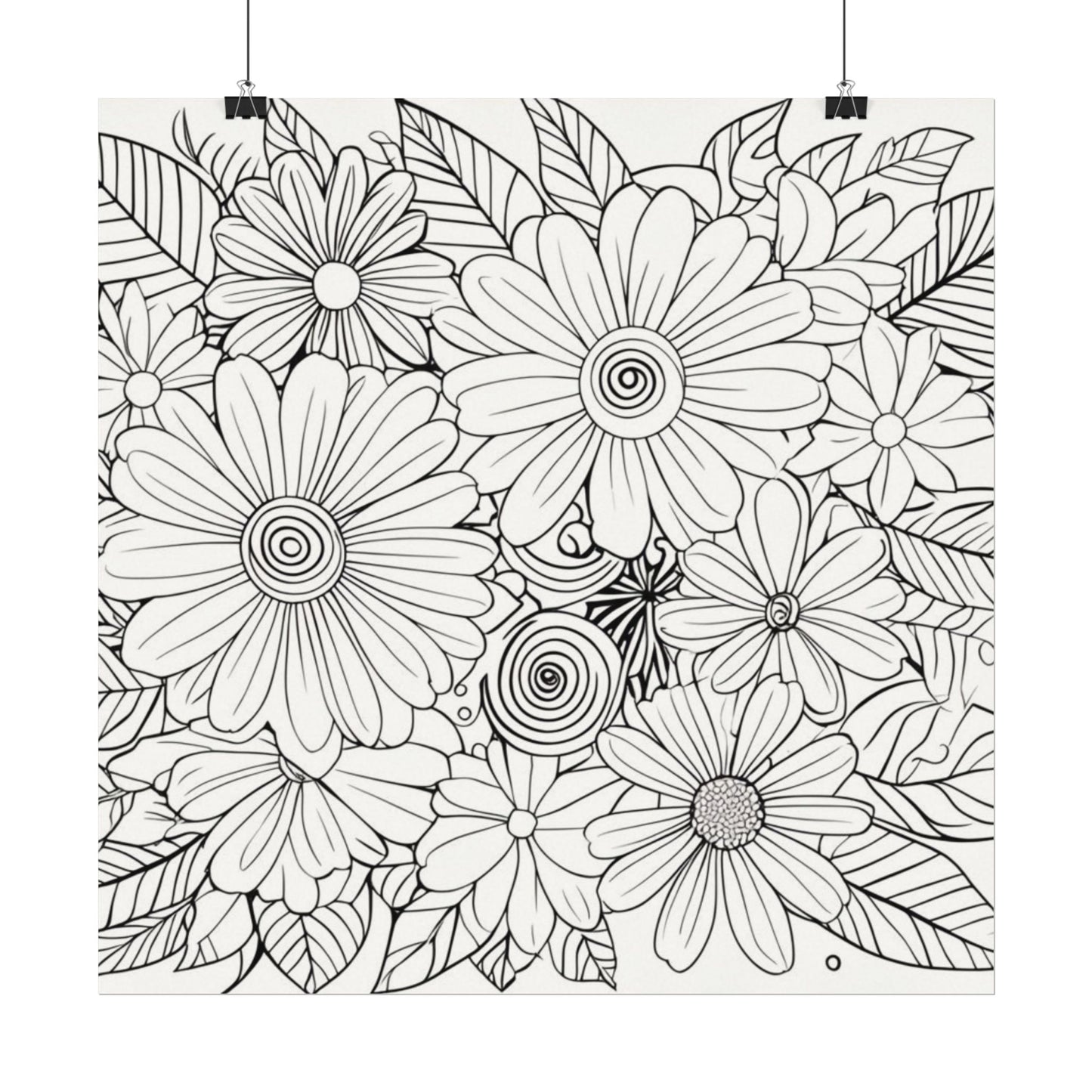 COLOR IT YOURSELF Floral Line Art Poster — Textured Matte Print