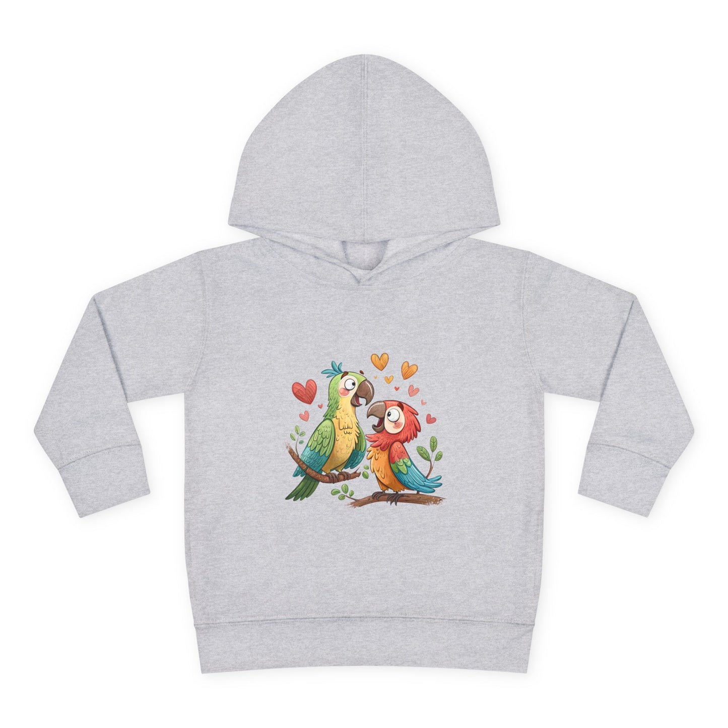 Toddler Hoodie — Cute Parrot Love Pullover (Heart Bird Kids Sweatshirt)