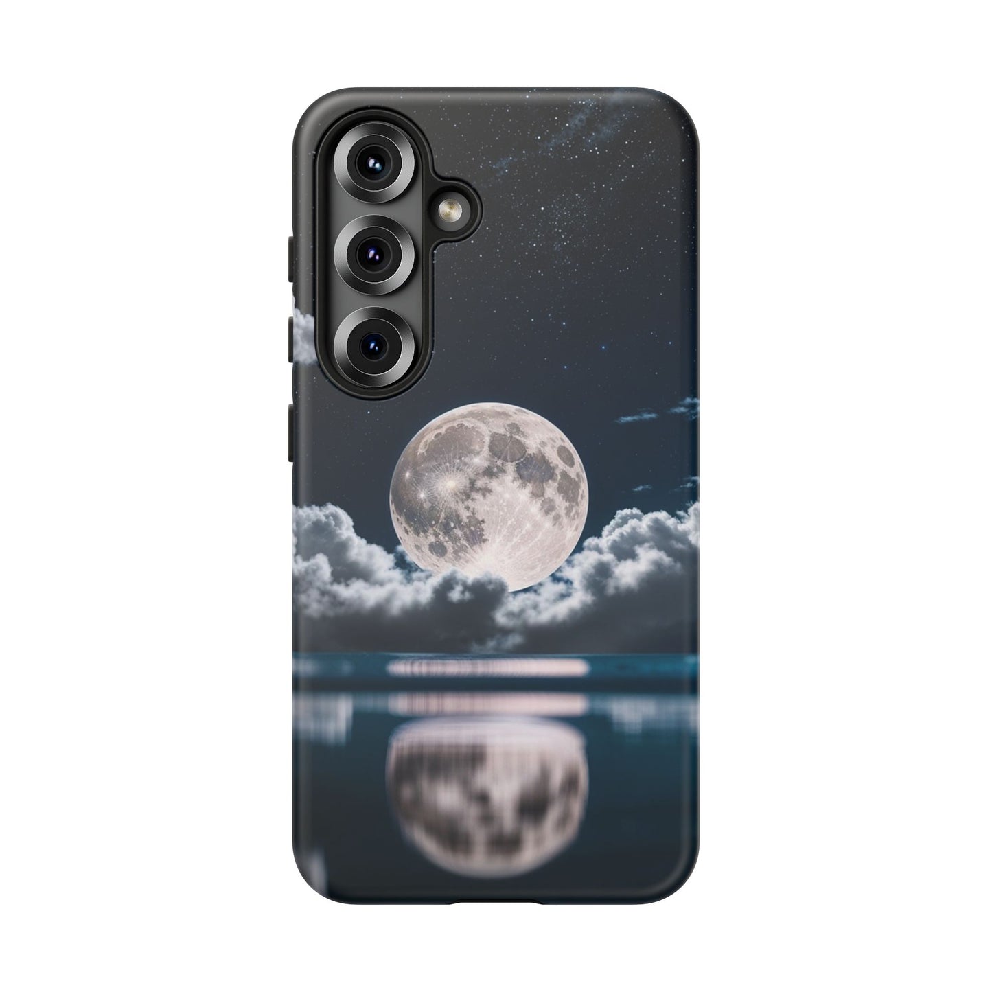 Moonlit Reflection Phone Case — Night Sky Moon & Clouds Tough Case