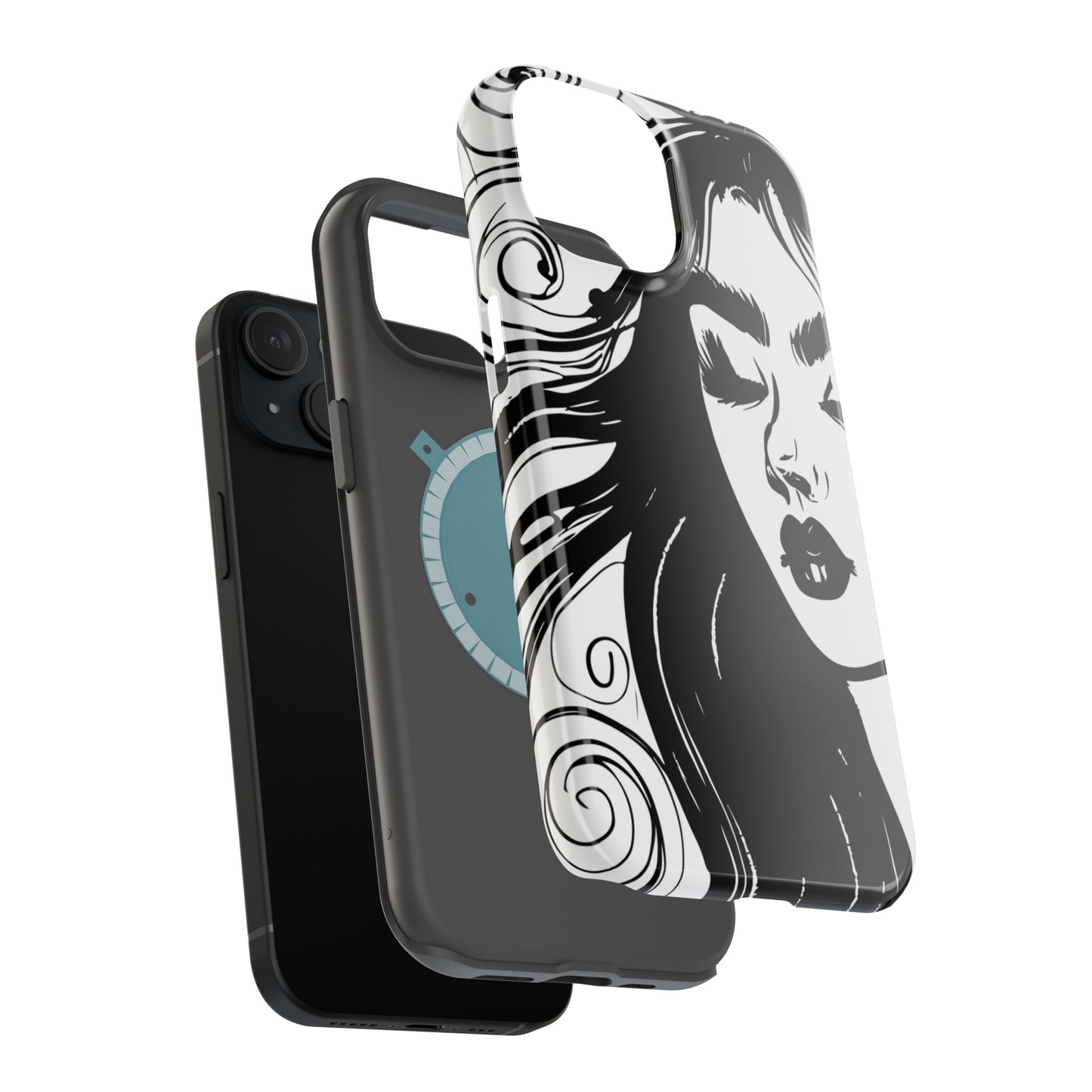 Artistic Black & White Portrait Phone Case — Magnetic Impact-Resistant