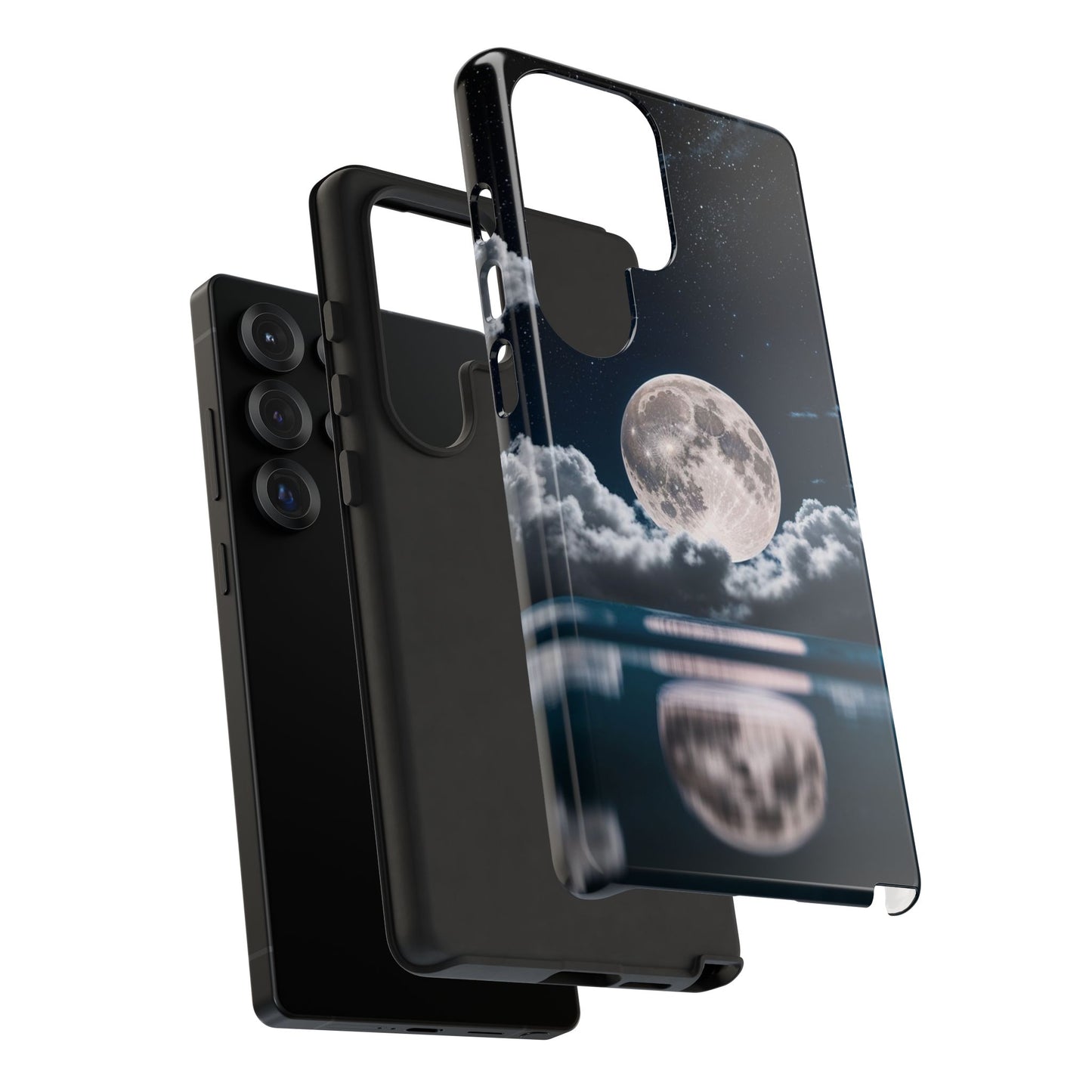 Moonlit Reflection Phone Case — Night Sky Moon & Clouds Tough Case
