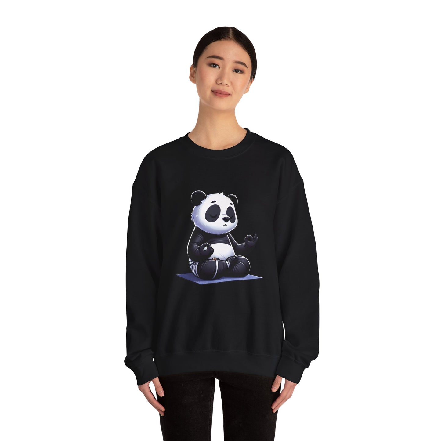 Crewneck Sweatshirt — Meditating Panda Graphic Cozy Pullover