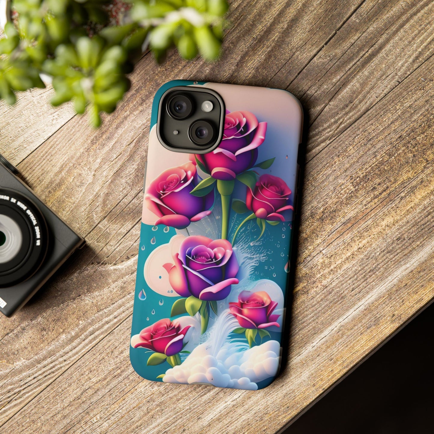Floral Dream Tough Phone Case — Rose Bouquet Clouds Design