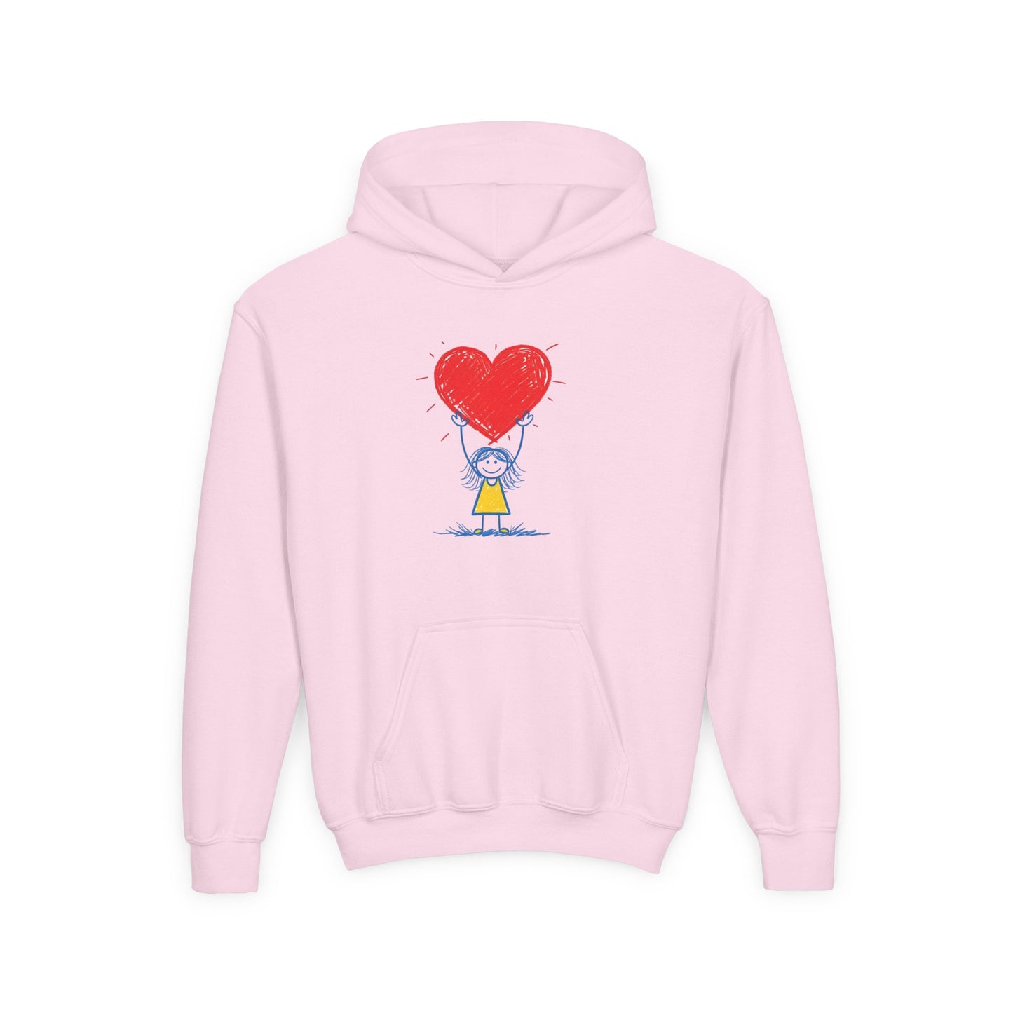 Kids Heart Balloon Hoodie — Cute Girl Holding Red Heart Design