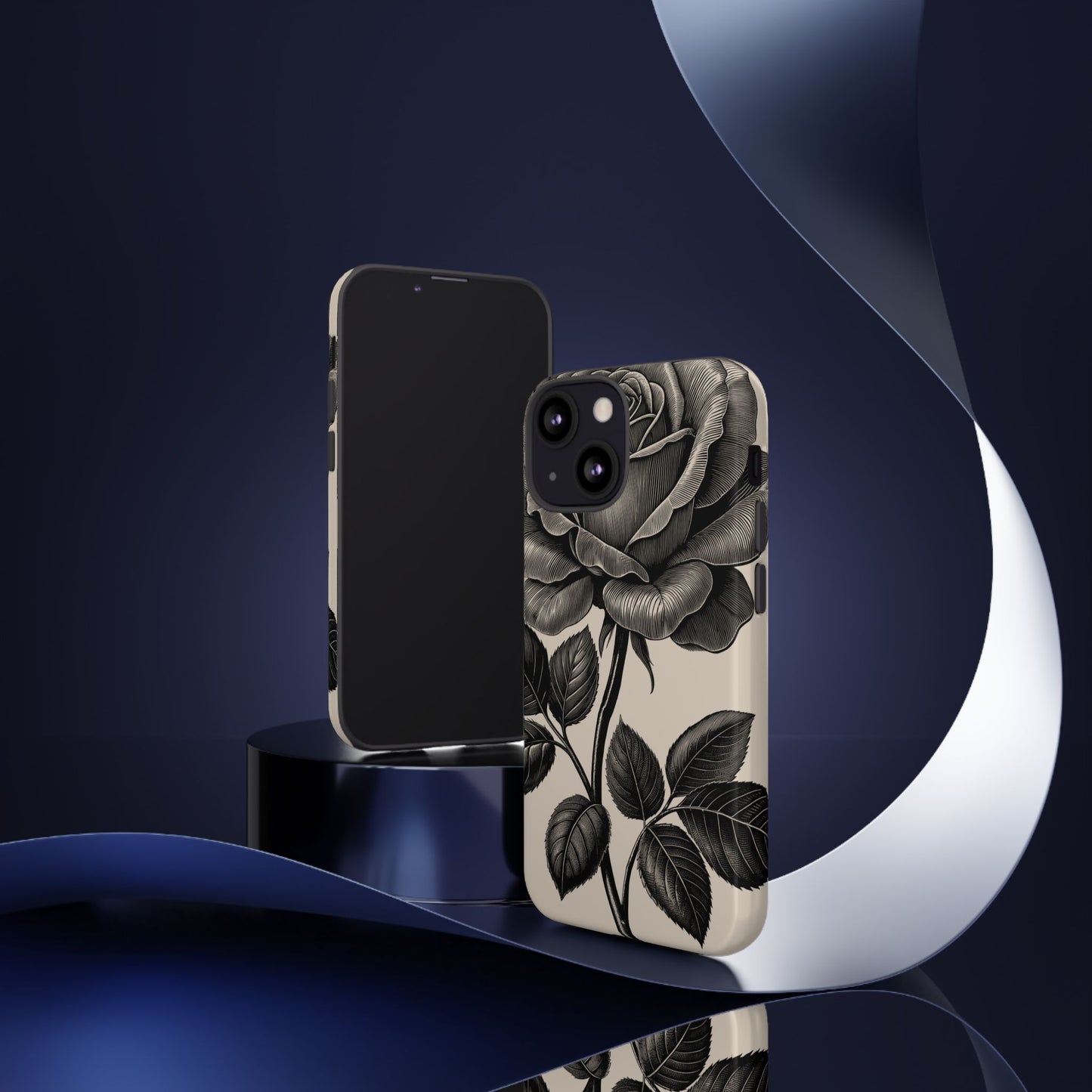 Black Rose Phone Case, Tough Cases with Floral Design, Elegant Tech Accessory, Gift for Flower Lovers, Stylish Protection