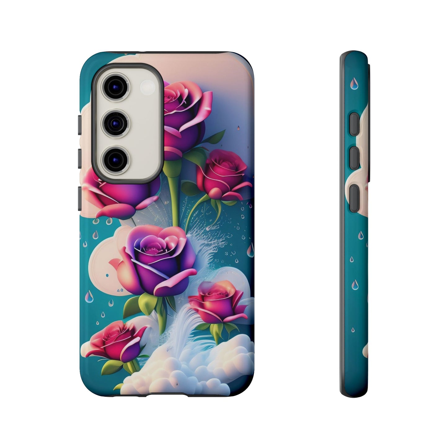 Floral Dream Tough Phone Case — Rose Bouquet Clouds Design