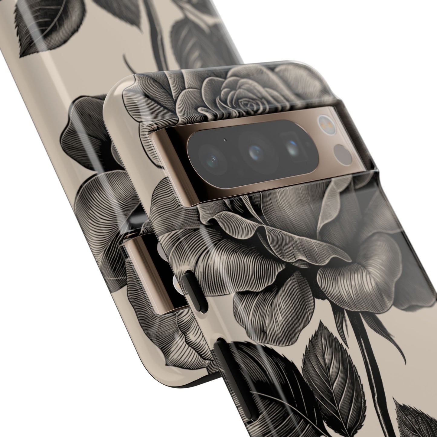 Black Rose Phone Case, Tough Cases with Floral Design, Elegant Tech Accessory, Gift for Flower Lovers, Stylish Protection