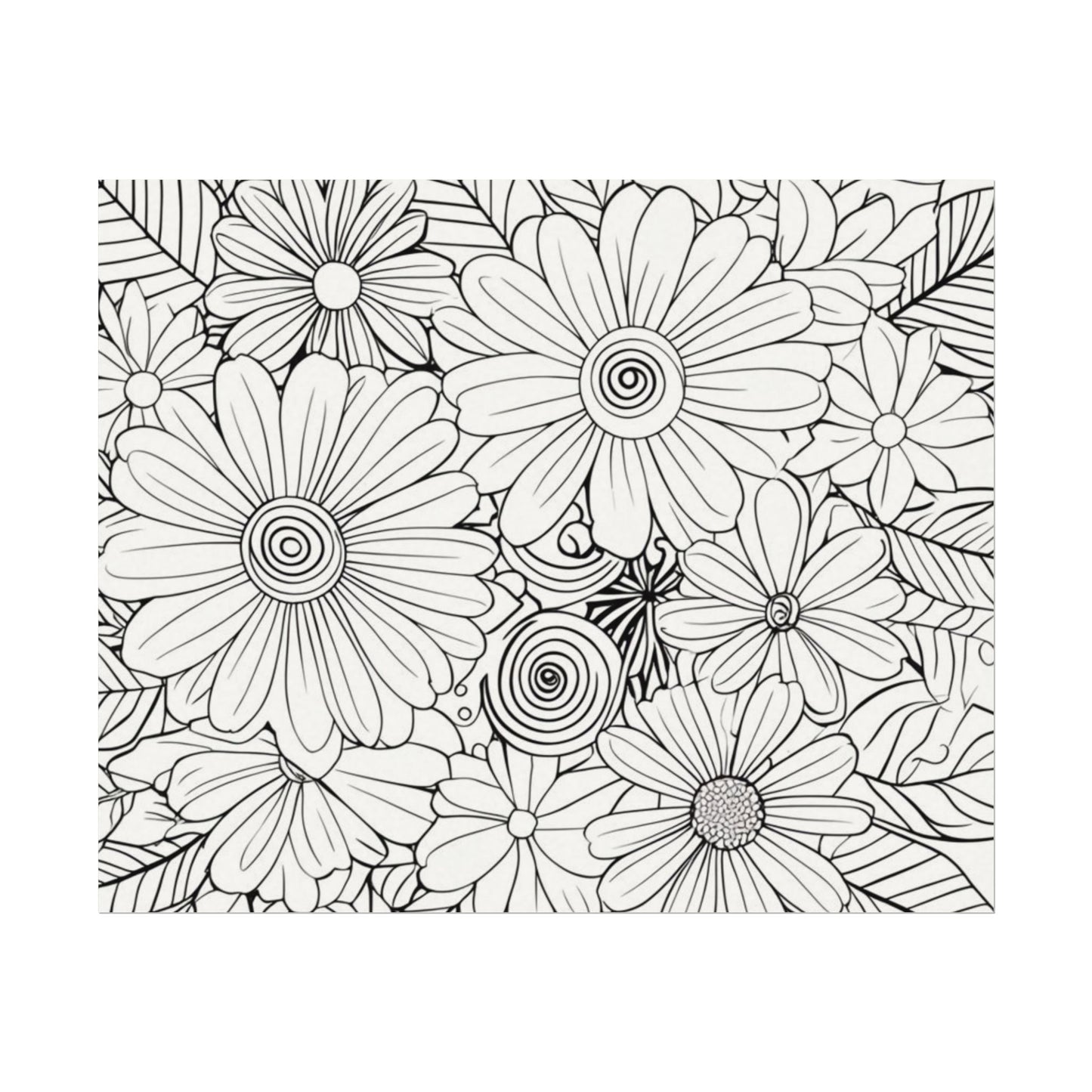 COLOR IT YOURSELF Floral Line Art Poster — Textured Matte Print