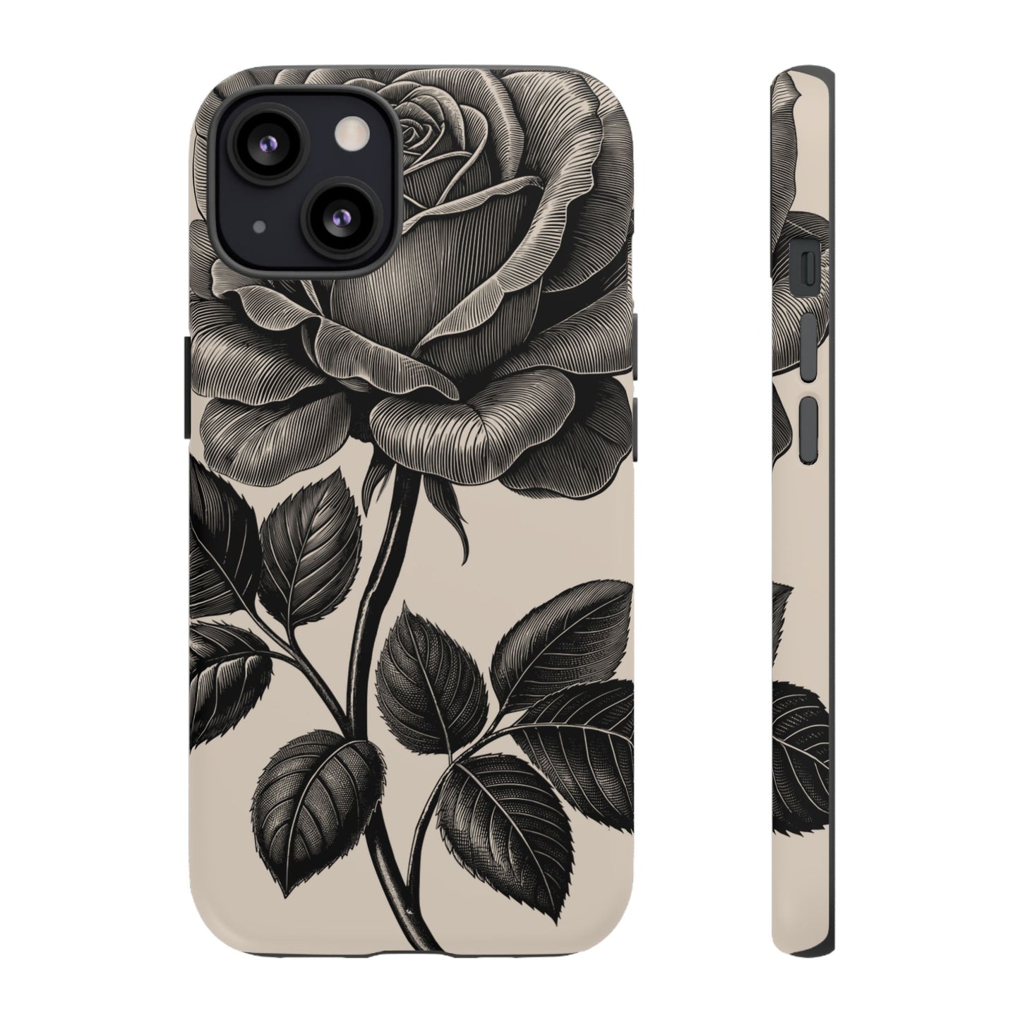 Black Rose Phone Case, Tough Cases with Floral Design, Elegant Tech Accessory, Gift for Flower Lovers, Stylish Protection
