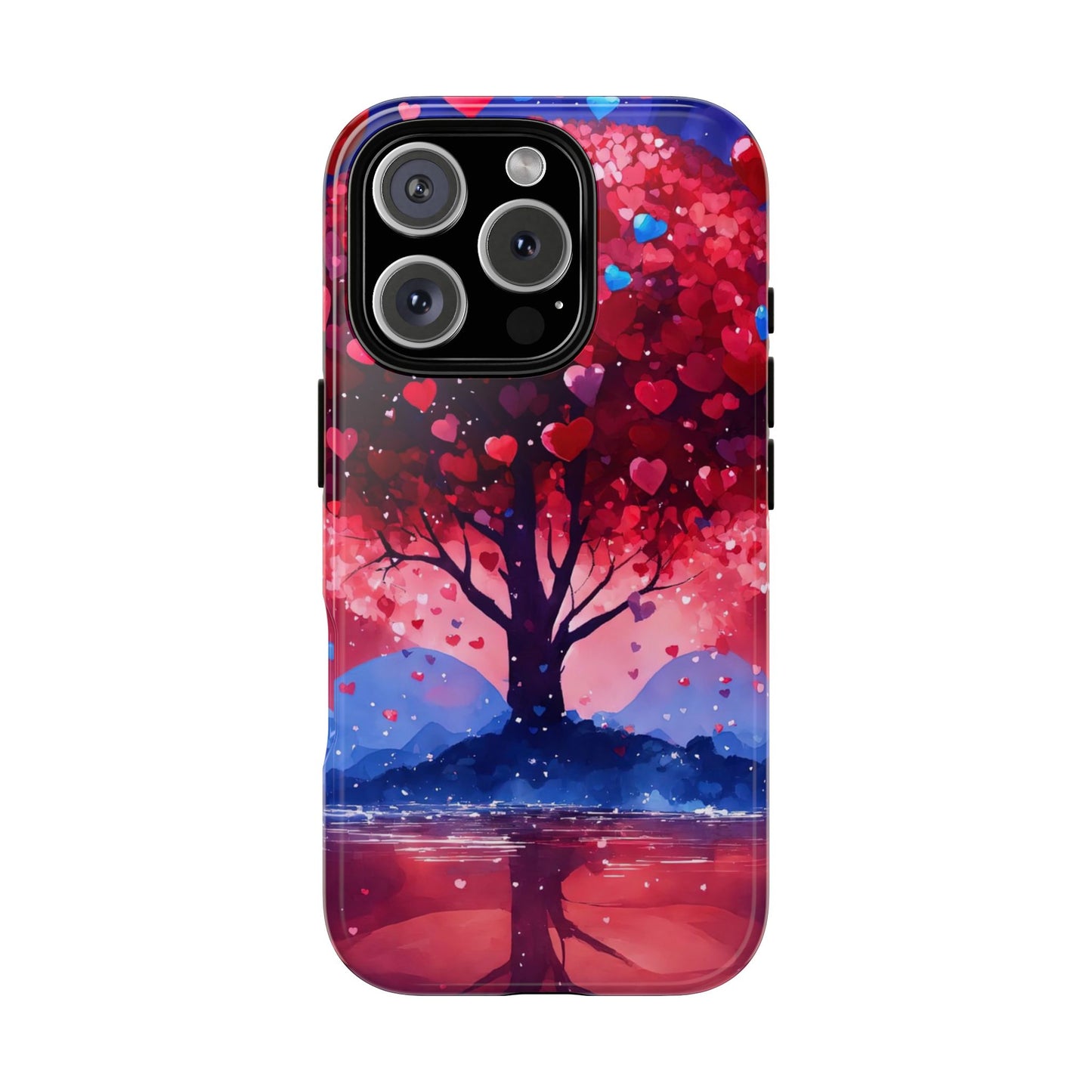 Heart Tree Phone Case — Romantic Red & Blue Protective Tough Case