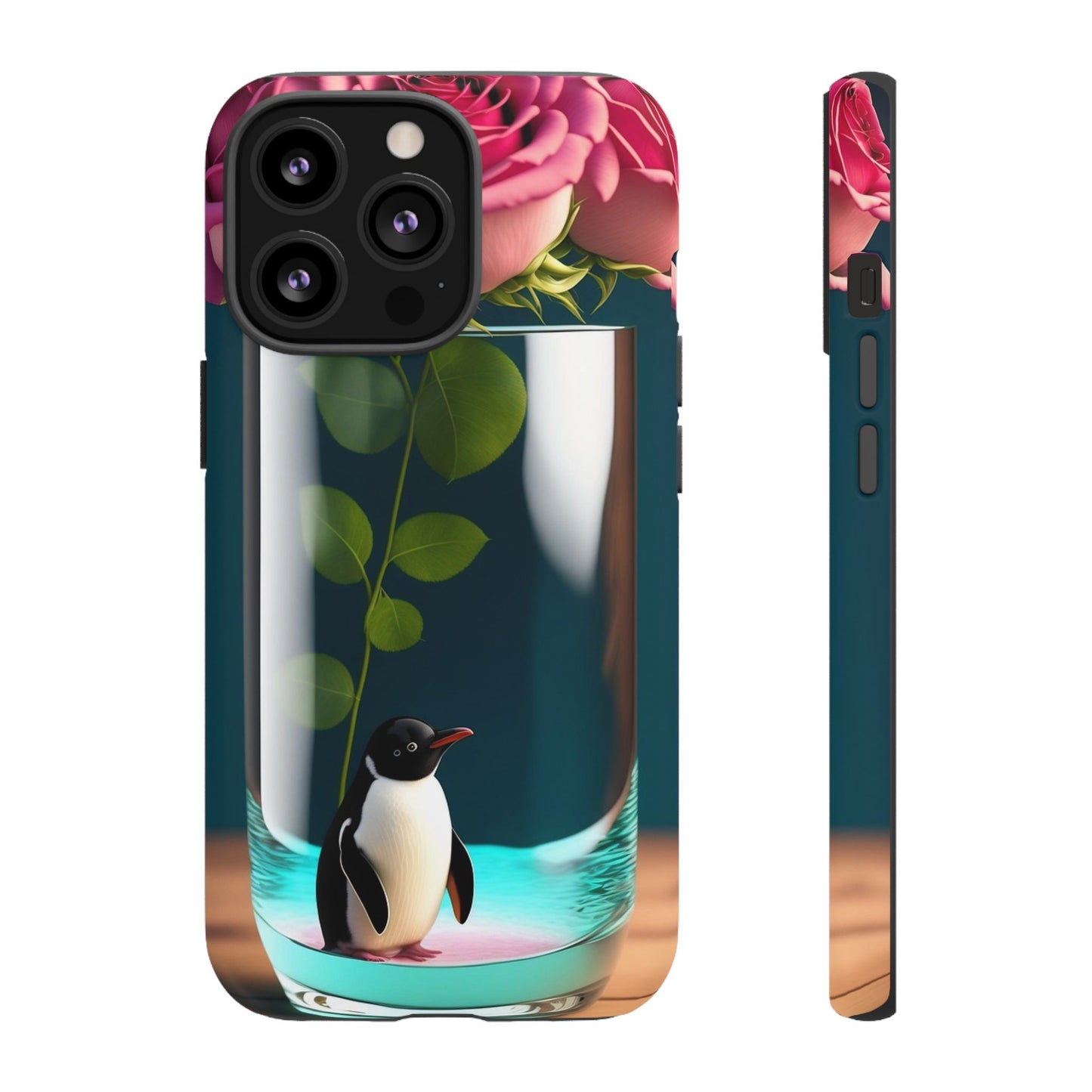 Penguin in a Glass Floral Tough Phone Case — Cute Protective Phone Cover
