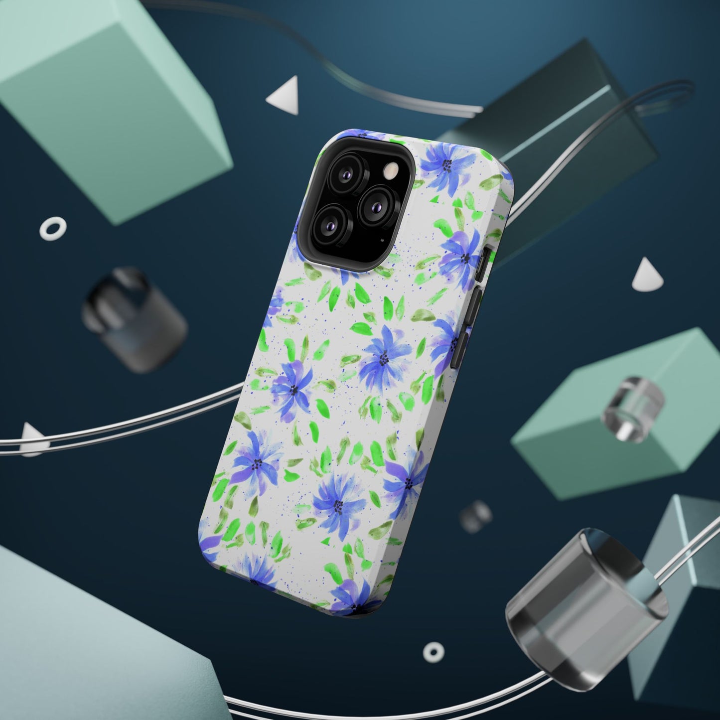 Floral Blue Watercolor Phone Case — Magnetic Impact-Resistant