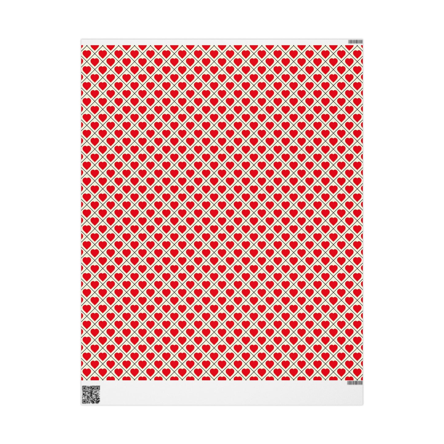 Heart Lattice Wrapping Paper Roll — Red Hearts Valentine's Gift Wrap