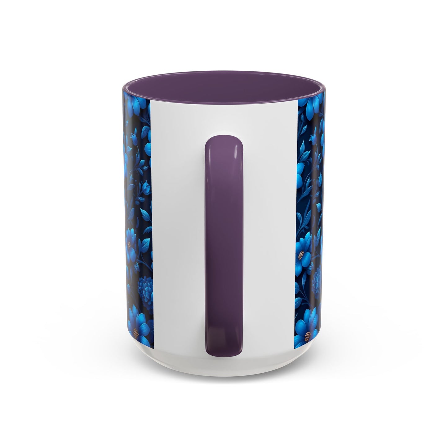 Floral Accent Coffee Mug, Blue Flower Mug, Ceramic Coffee Cup, Gift for Her, Nature-Themed Drinkware, Floral Home Decor, Unique Mug