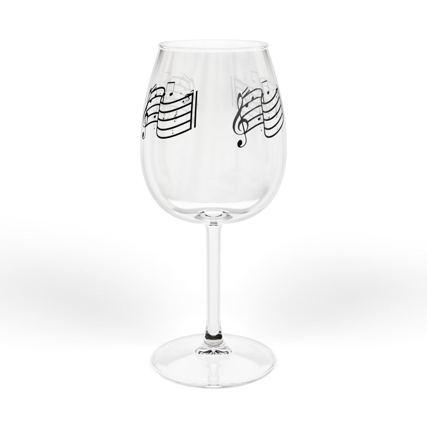 Music Note Wine Glass — 12oz Stemmed Glass with Musical Staff Design