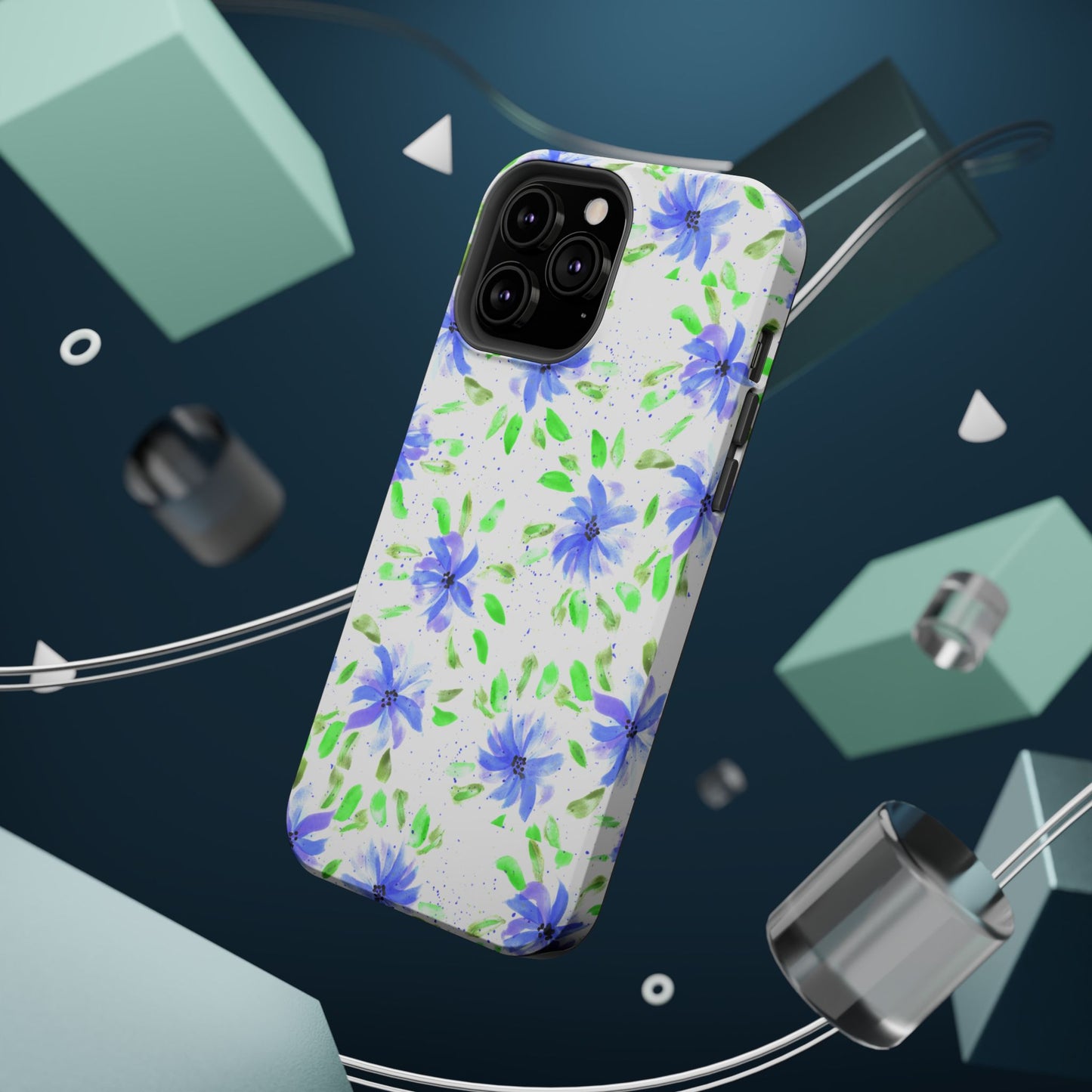 Floral Blue Watercolor Phone Case — Magnetic Impact-Resistant