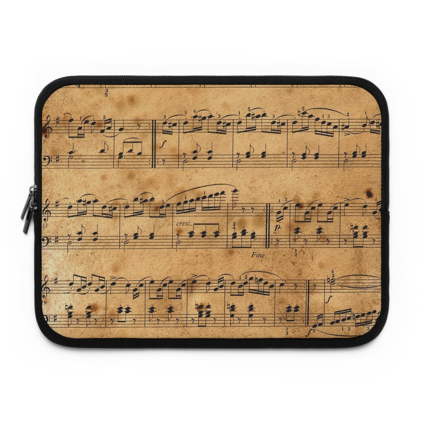 Vintage Music Notes Laptop Sleeve, Music Lover Gift, Folio Case, Student Accessories, Laptop Protector, Stylish Tech Case