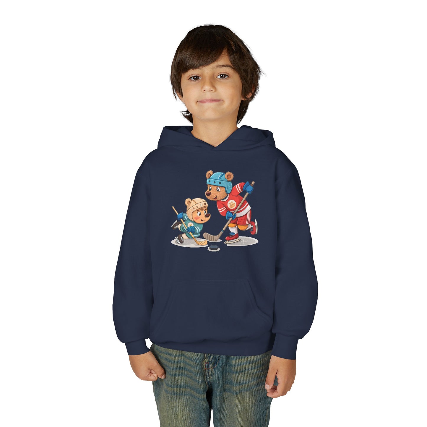 Youth Hockey Hoodie - Cute Kids Ice Hockey Players Pullover (Add Name)