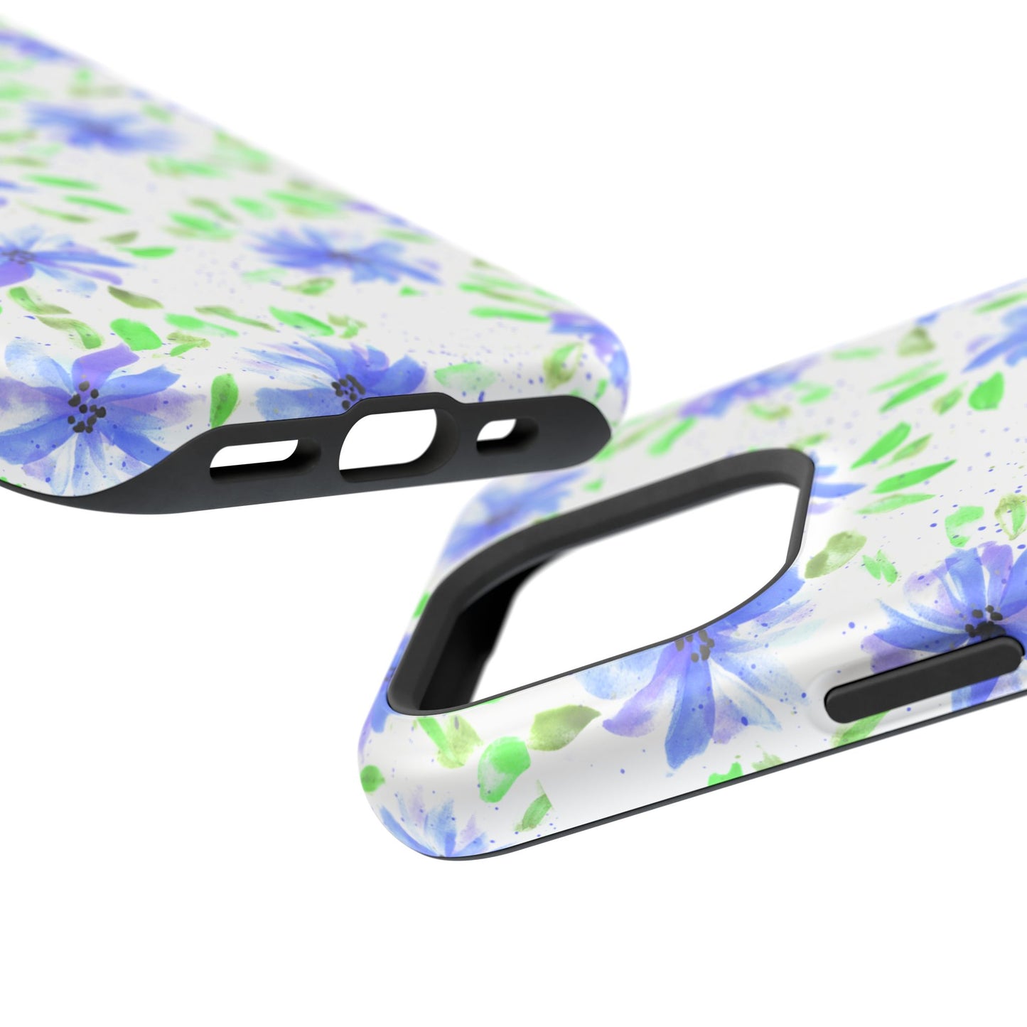 Floral Blue Watercolor Phone Case — Magnetic Impact-Resistant